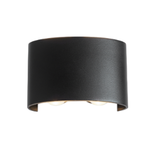 Aluminium LED Wall Bracket with Glass, Up And Down Facing, Black, 4x 1W LED (Included), 3000K