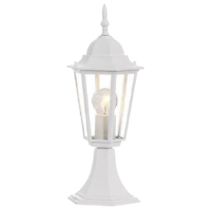 Polypropylene 6 Panel Pillar Lantern, White, 1x 60W ES (11W Compact Fluorescent)