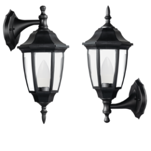 Convertible Up or Down Facing Lantern, 6Panel Beveled Clear PC, Black, 1x 11W ES (CFL or LED only)