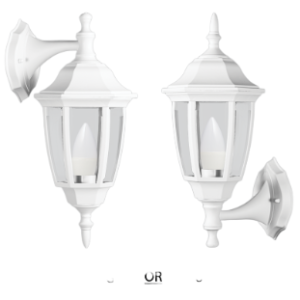 Convertible Up or Down Facing Lantern, 6Panel Beveled Clear PC, White, 1x 11W ES (CFL or LED only)