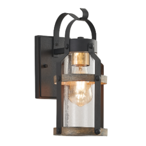 Metal with Clear Speckled Glass Lantern, Black, 1x 60W (11W) ES