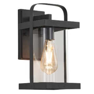 Metal with Clear Glass Outdoor Light, Black, 1x 60W (11W) ES