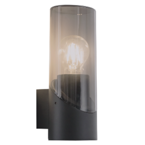 Aluminium Fitting with Smoke Colour Plastic Cover , Black, 1x ES LED (Not Included)