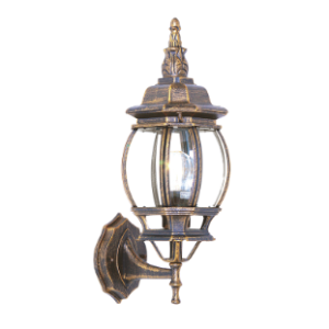 Curved Lantern, Bevelled Glass, Die Cast Aluminium, Black, 1x 60W ES