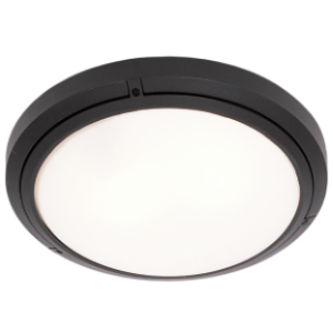 Die Cast Aluminium with Frosted Glass Bulkhead, Black, 2 x 60W ES