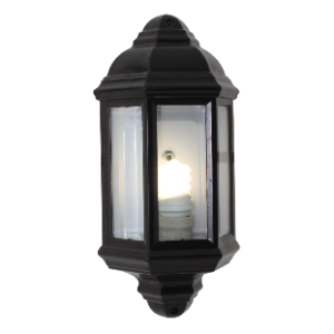 Half lantern bevelled glass, Black, Excluding 1x E27 max 60W