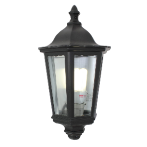 Wall half lantern, Black, Excluding 1x E27 max 60W