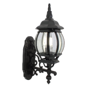 8 Panel Lantern Bevelled Glass, Black, Excluding 1x E27 max 60W