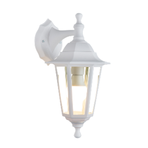 Plastic 6 Panel Lantern, Down Facing, White, Excluding 1x E27 Max 60W