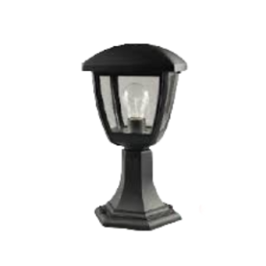 4 Panel Pillar Mount Lantern, Black, 1x E27 (Not Included)