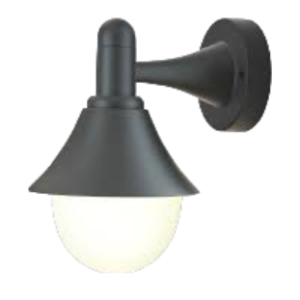 Down Facing Wall Mount Lantern, Black, 1x E27 (Not Included)