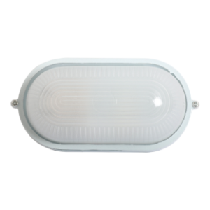 Plain Oval Bulkhead, Small, White, 60W E27