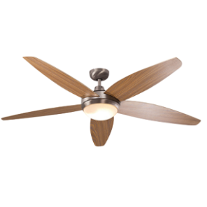Lancer Ceiling Fan with light satin chrome and wood